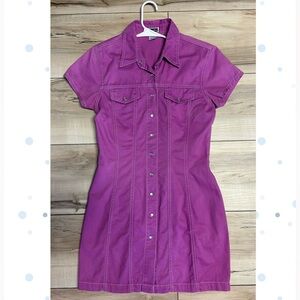 Xhilaration Magenta Button-Front Shirt Dress